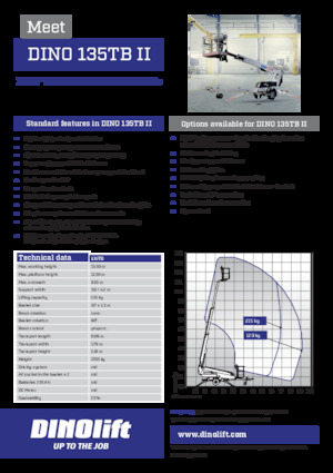 Монтирани на ремаркета телескопични подемници за стрели Dino Lift Dino 135TB II