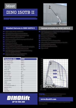 Монтирани на ремаркета телескопични подемници за стрели Dino Lift Dino 150TB II