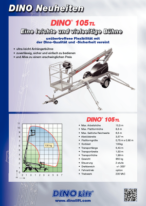 Монтирани на ремаркета телескопични подемници за стрели Dino Lift Dino 105TL