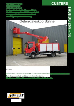 Монтирани на ремаркета повдигачи с подвижна стрела Custers Taurus 265-16