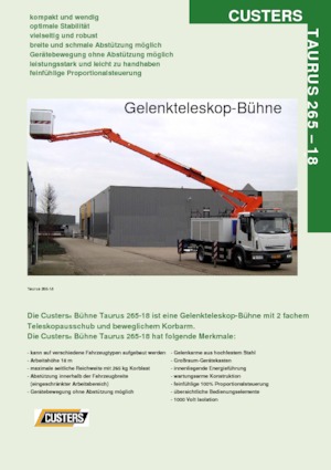 Монтирани на ремаркета повдигачи с подвижна стрела Custers Taurus 265-18