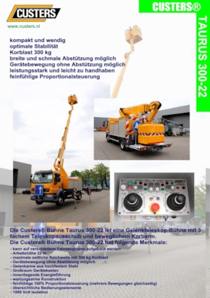 Монтирани на ремаркета повдигачи с подвижна стрела Custers Taurus 300-22