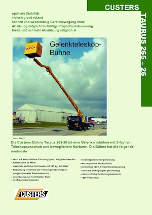 Монтирани на ремаркета повдигачи с подвижна стрела Custers Taurus 330-26