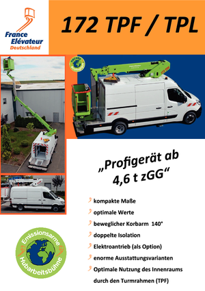 Телескопични вишки, монтирани на камион France Elévateur 172 TPF