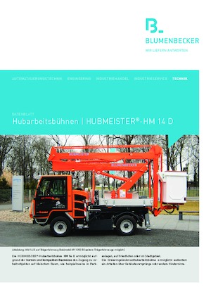 Монтирани на ремаркета повдигачи с подвижна стрела Blumenbecker - Hubmeister® HM 14 D