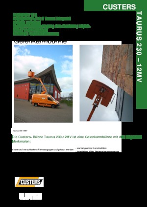 Монтирани на ремаркета повдигачи с подвижна стрела Custers Taurus 230- 12MV