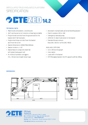 Монтирани на ремаркета повдигачи с подвижна стрела CTE ZED 14.2