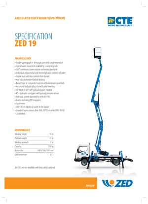 Монтирани на ремаркета повдигачи с подвижна стрела CTE ZED 19