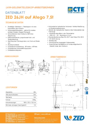 Монтирани на ремаркета повдигачи с подвижна стрела CTE ZED 26 JH