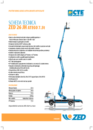 Монтирани на ремаркета повдигачи с подвижна стрела CTE ZED 26 JH