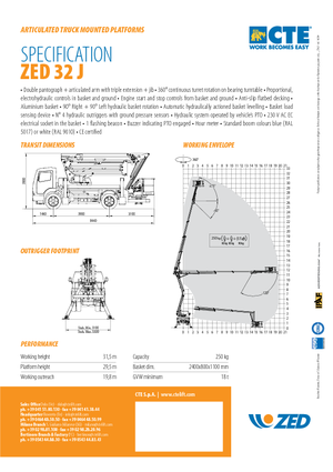 Монтирани на ремаркета повдигачи с подвижна стрела CTE ZED 32 J