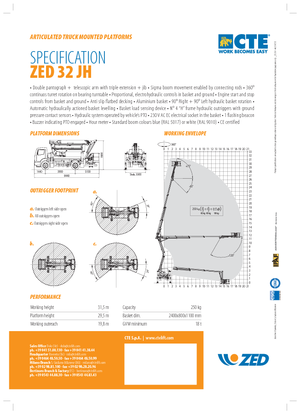 Монтирани на ремаркета повдигачи с подвижна стрела CTE ZED 32 JH