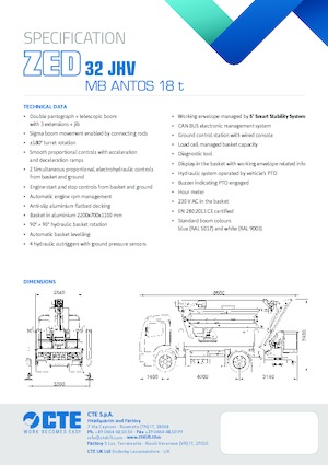 Монтирани на ремаркета повдигачи с подвижна стрела CTE ZED 32 JHV