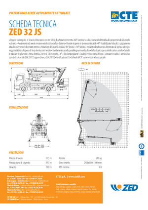 Монтирани на ремаркета повдигачи с подвижна стрела CTE ZED 32 JS