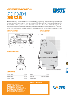Монтирани на ремаркета повдигачи с подвижна стрела CTE ZED 32 JS