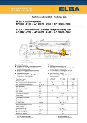 Бетонопомпи, монтирани на камион Elba AP 9020