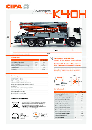 Бетонопомпи, монтирани на камион CIFA K40H
