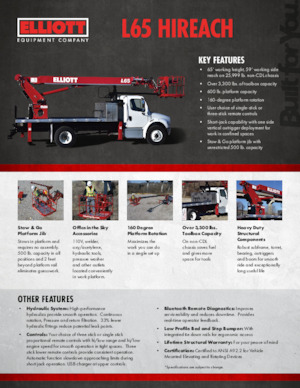 Телескопични вишки, монтирани на камион Elliott Equipment L65R HiReach