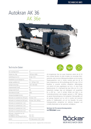 Телескопични кранове, монтирани на камион Böcker AK 36e