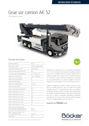 Телескопични кранове, монтирани на камион Böcker AK 52