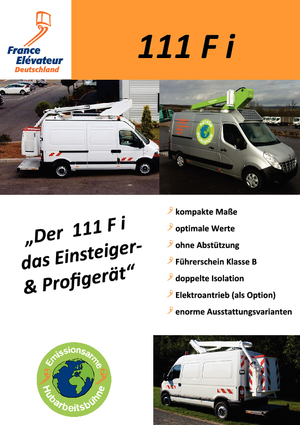 Телескопични вишки, монтирани на камион France Elévateur 111 F i