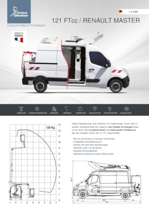 Телескопични вишки, монтирани на камион France Elévateur 121 FTcc