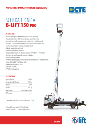 Телескопични вишки, монтирани на камион CTE B-Lift 150 Pro