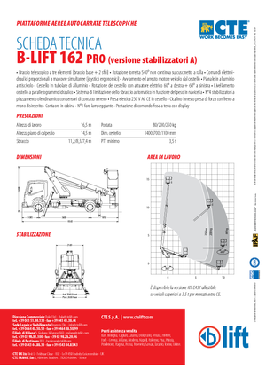 Телескопични вишки, монтирани на камион CTE B-Lift 162 Pro-A