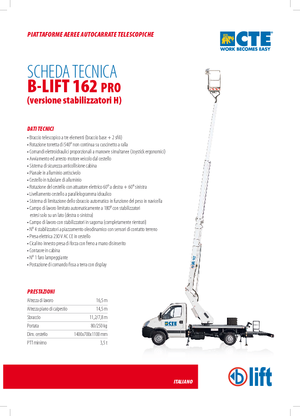 Телескопични вишки, монтирани на камион CTE B-Lift 162 Pro-H