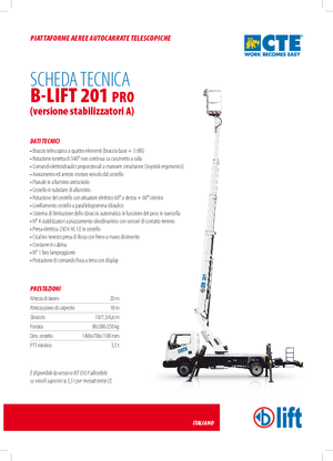 Телескопични вишки, монтирани на камион CTE B-Lift 201 Pro-A