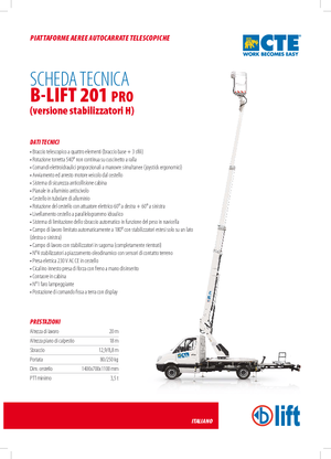 Телескопични вишки, монтирани на камион CTE B-Lift 201 Pro-H