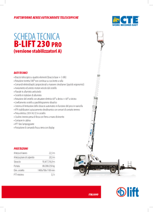 Телескопични вишки, монтирани на камион CTE B-Lift 230 Pro-A