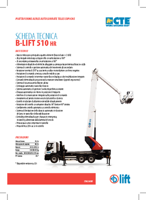 Телескопични вишки, монтирани на камион CTE B-Lift 510 HR