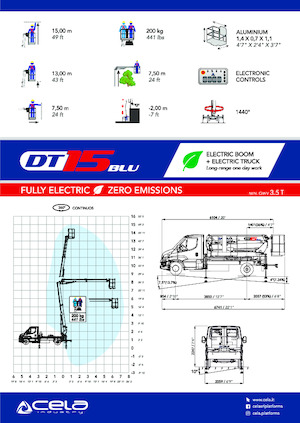 Телескопични вишки, монтирани на камион CELA DT15 blu