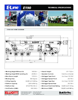 Телескопични вишки, монтирани на камион Elliott Equipment E190 E-Line