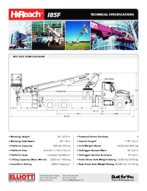 Телескопични вишки, монтирани на камион Elliott Equipment I85F HiReach