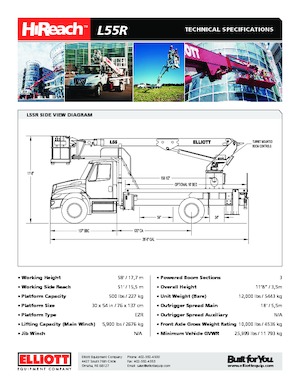 Телескопични вишки, монтирани на камион Elliott Equipment L55R HiReach 
