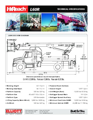 Телескопични вишки, монтирани на камион Elliott Equipment L60R HiReach 