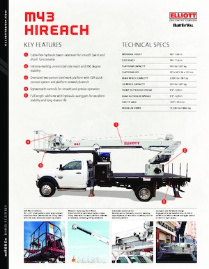 Телескопични вишки, монтирани на камион Elliott Equipment M43R HiReach 