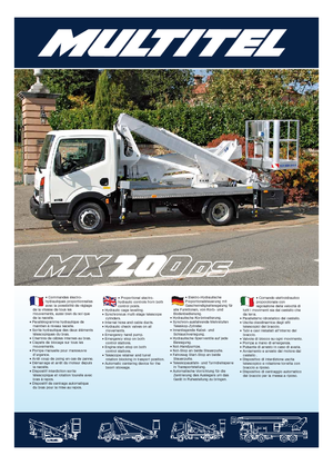 Монтирани на ремаркета повдигачи с подвижна стрела Multitel MX 200 DS