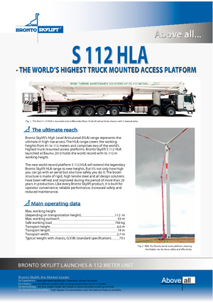 Телескопични вишки, монтирани на камион Bronto Skylift S 112 HLA