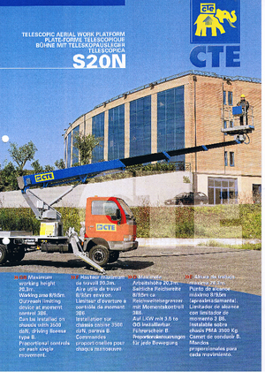 Телескопични вишки, монтирани на камион CTE S 20 N