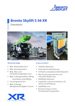Телескопични вишки, монтирани на камион Bronto Skylift S 56 XR