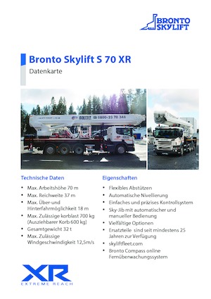 Телескопични вишки, монтирани на камион Bronto Skylift S 70 XR