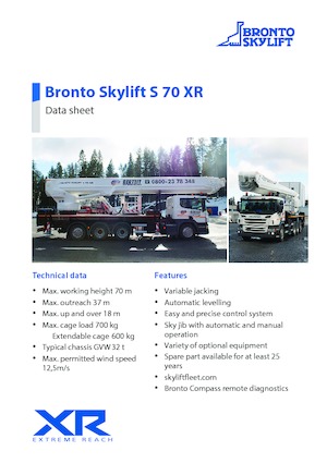 Телескопични вишки, монтирани на камион Bronto Skylift S 70 XR