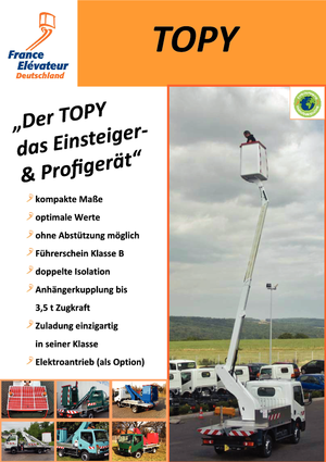 Телескопични вишки, монтирани на камион France Elévateur Topy 12.1