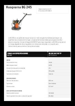 Роторни заглаждачи - ръчно водими Husqvarna BG 245