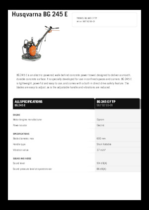 Роторни заглаждачи - ръчно водими Husqvarna BG 245E