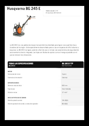 Роторни заглаждачи - ръчно водими Husqvarna BG 245E