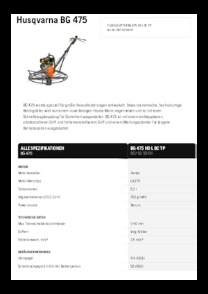 Роторни заглаждачи - ръчно водими Husqvarna BG 475